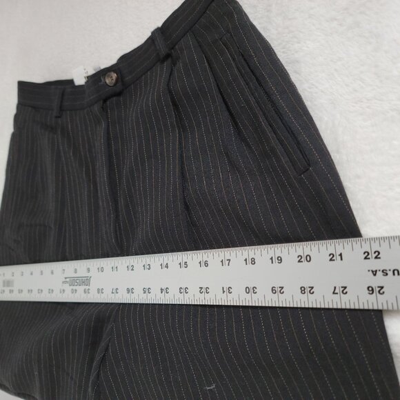 Evan-Picone Womens Black Pinstripe Wool Pleated Dress Pants Sz 10 Career Pockets - Picture 7 of 11